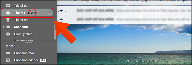 Chặn email, thư r&aacute;c, mail quảng c&aacute;o.